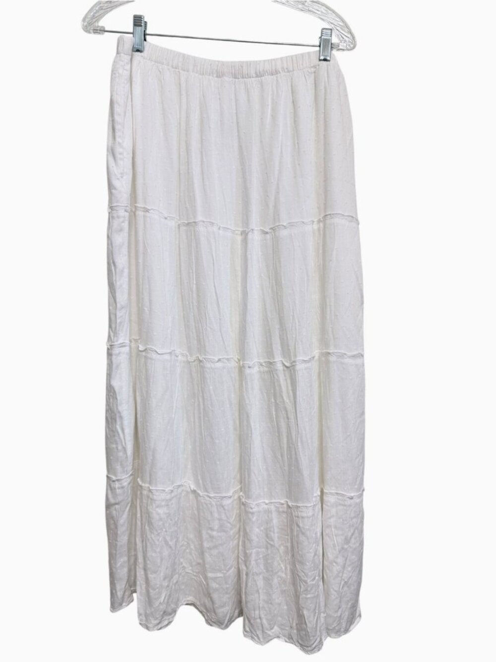 Hollister White Swiss Dot Lined Tier Maxi Skirt Boho Cottagecore Size XL NWT